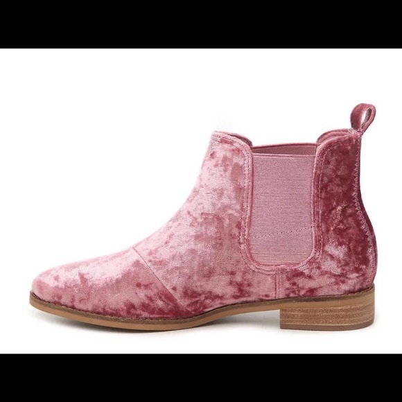 TOMS Ankle Boots Ella Rose Pink Velvet NIB - Picture 9 of 11